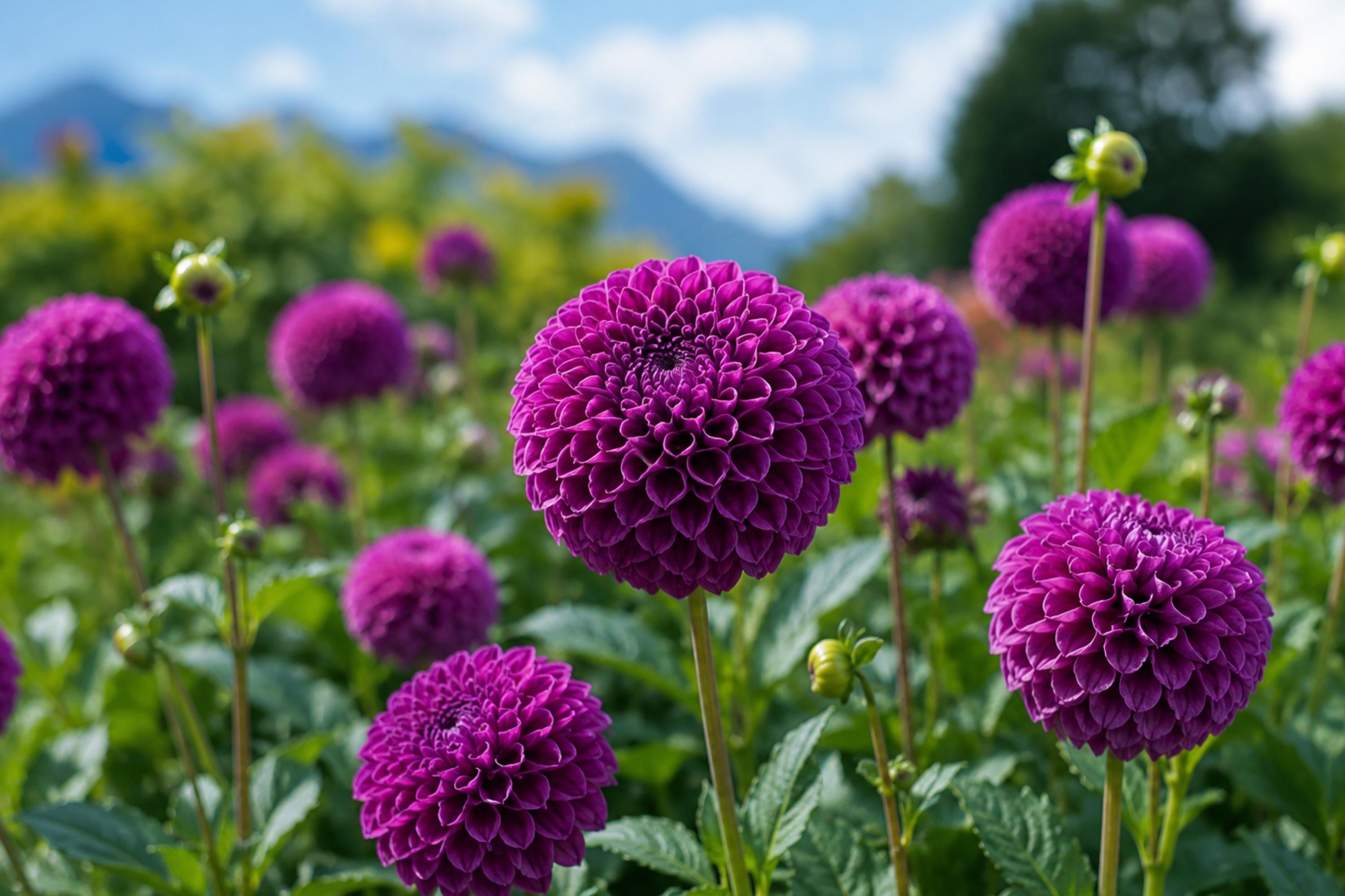 Pompon Dahlia Bulb Tuber Clump - Beetroot Purple - Dahlia pinnata - Garden Flower, Cut Flower, Pollinator Attracting