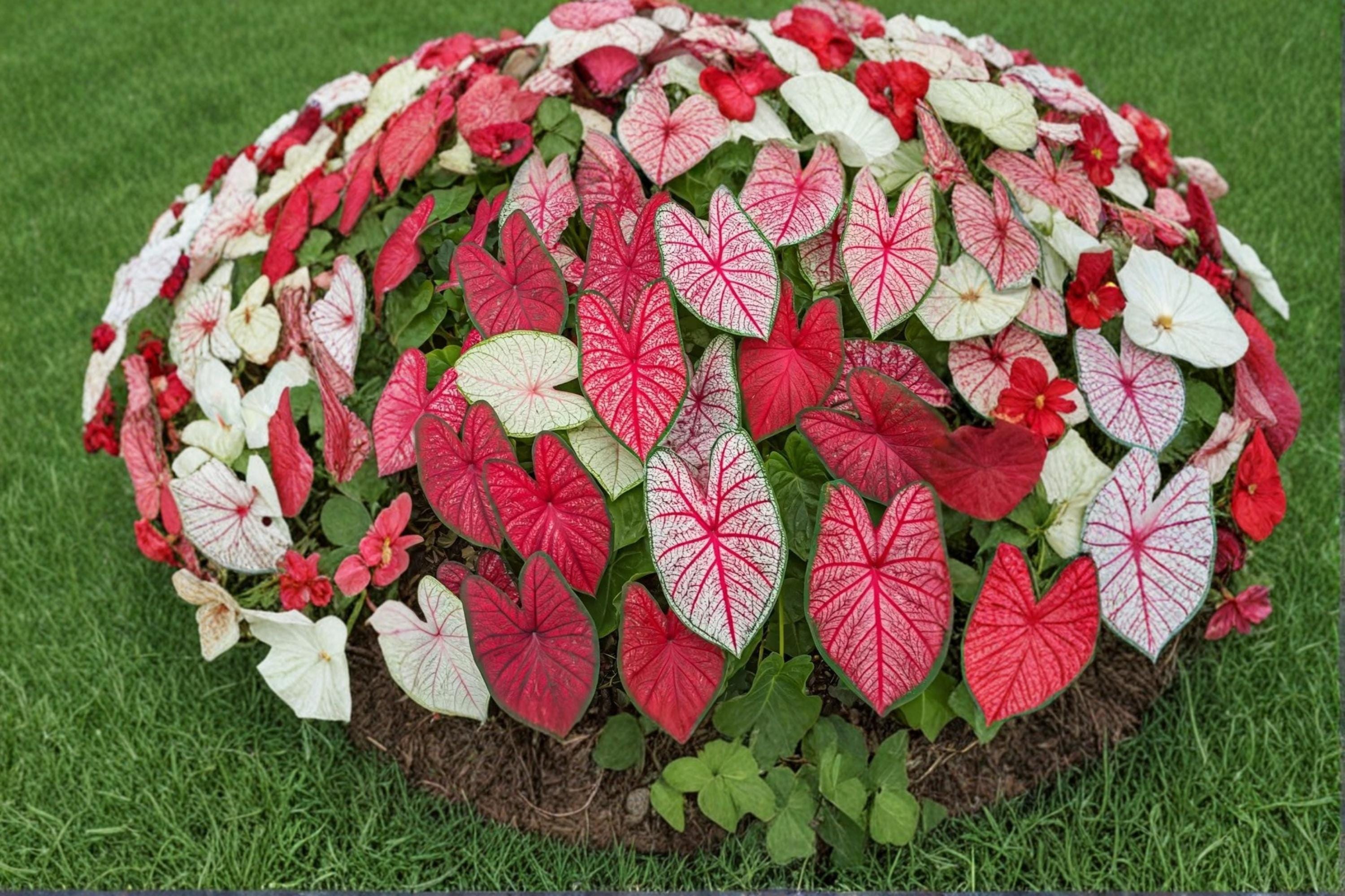 Fiesta Caladium Bulbs – Caladium bicolor – Colorful Tropical Foliage Plant for Shade Gardens and Containers