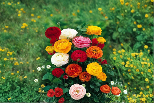 Mixed Ranunculus Bulbs – Ranunculus asiaticus Flowering Plant for Garden Beds & Containers, Assorted Colors