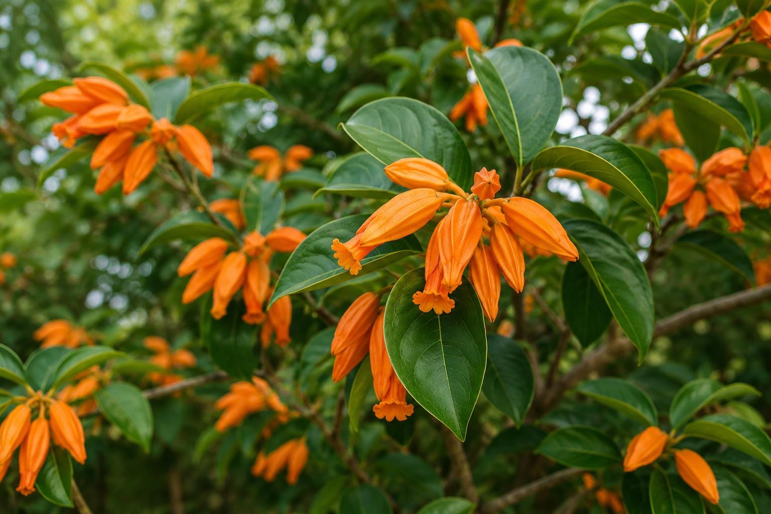 Juanulloa Gold Finger Bush Vine Plant - Rare Tropical Orange Flowering Climber for Hummingbird Attraction - Juanulloa spp.