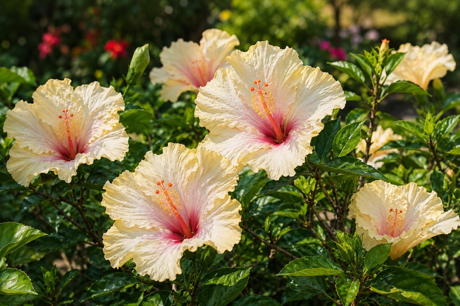 Tropical Hibiscus Plant - Single Bloom Pale Yellow Lavender - Hibiscus rosa-sinensis - Garden Flower, Container Plant, Butterfly Attractant
