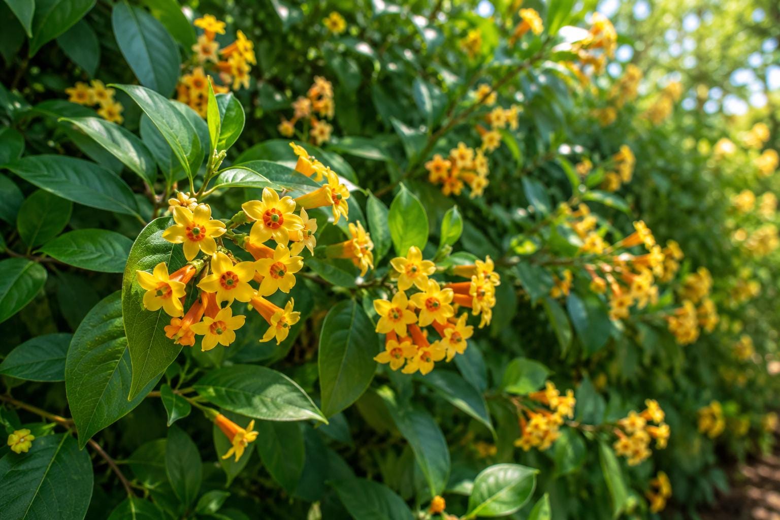 Cestrum aurantiacum Orange Zest Peel Jasmine Tropical Fragrant Flower Shrub for Garden & Patio