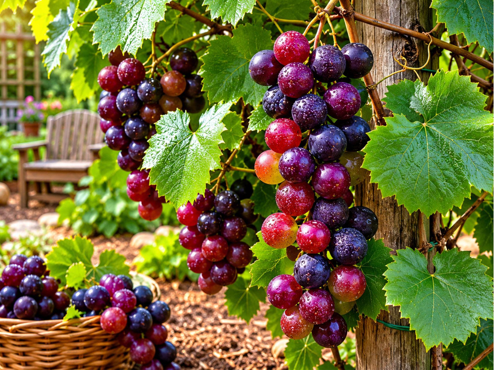 Carlos Muscadine Grape Vine Bare Root Plant | Self-Fertile, Bronze Fruit, Vitis rotundifolia, Fruiting Vine for Garden, Trellis & Vineyard