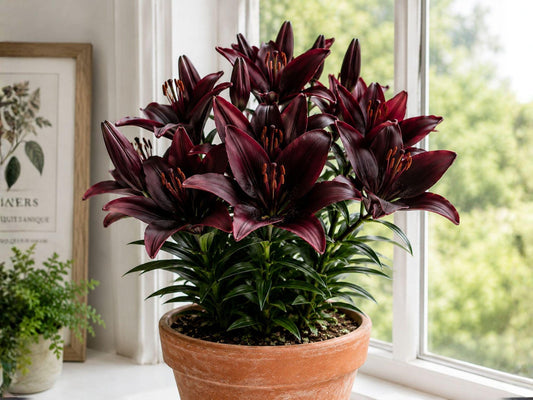 Night Rider Lily Bulbs – Asiatic Hybrid Deep Burgundy Flowering Bulbs for Garden, Borders, Containers | Lilium Asiatic Hybrid