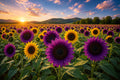 Rare Purple Sunflower Seeds - 50pcs Field ‘Violet Glow’ Heirloom Helianthus annuus for Garden, Cut Flowers & Pollinator Attraction