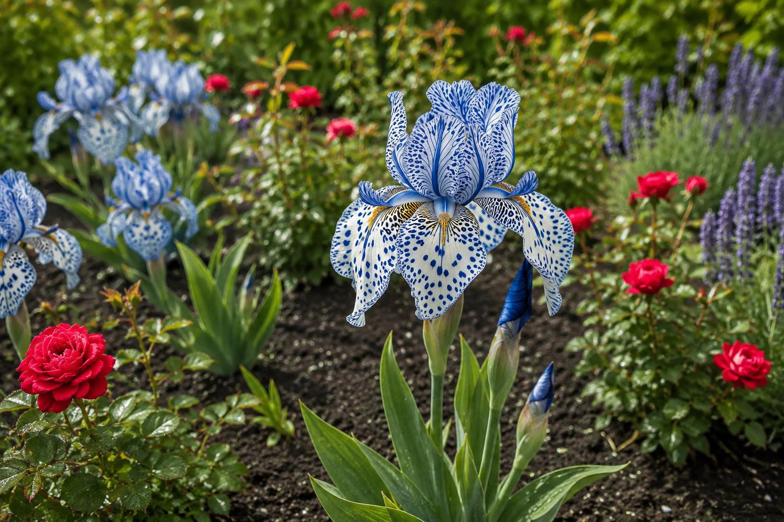 50 Bearded Iris Seeds - Blue & White Speckled Blooms - Iris germanica - Garden Flower Seeds for Borders & Pollinator Attraction