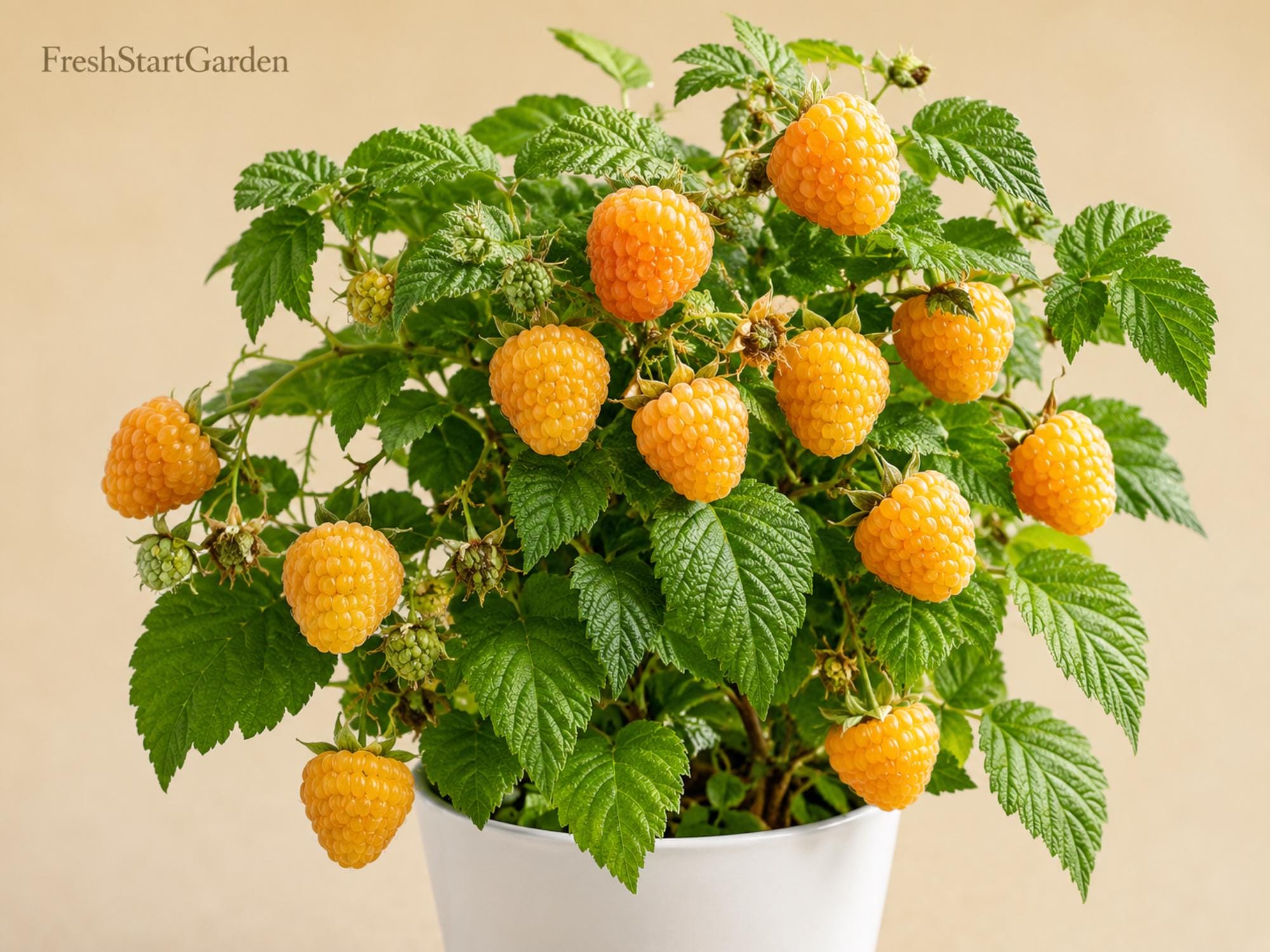 Fall Gold Raspberry Rooted Plant – Everbearing Rubus idaeus Golden Edible Berry for Zones 3-8