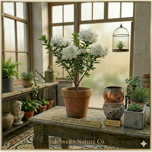 Grand Duke of Tuscany Jasmine Starter Plant | Fragrant Double White Blooms | Jasminum sambac | Tropical Flowering Vine