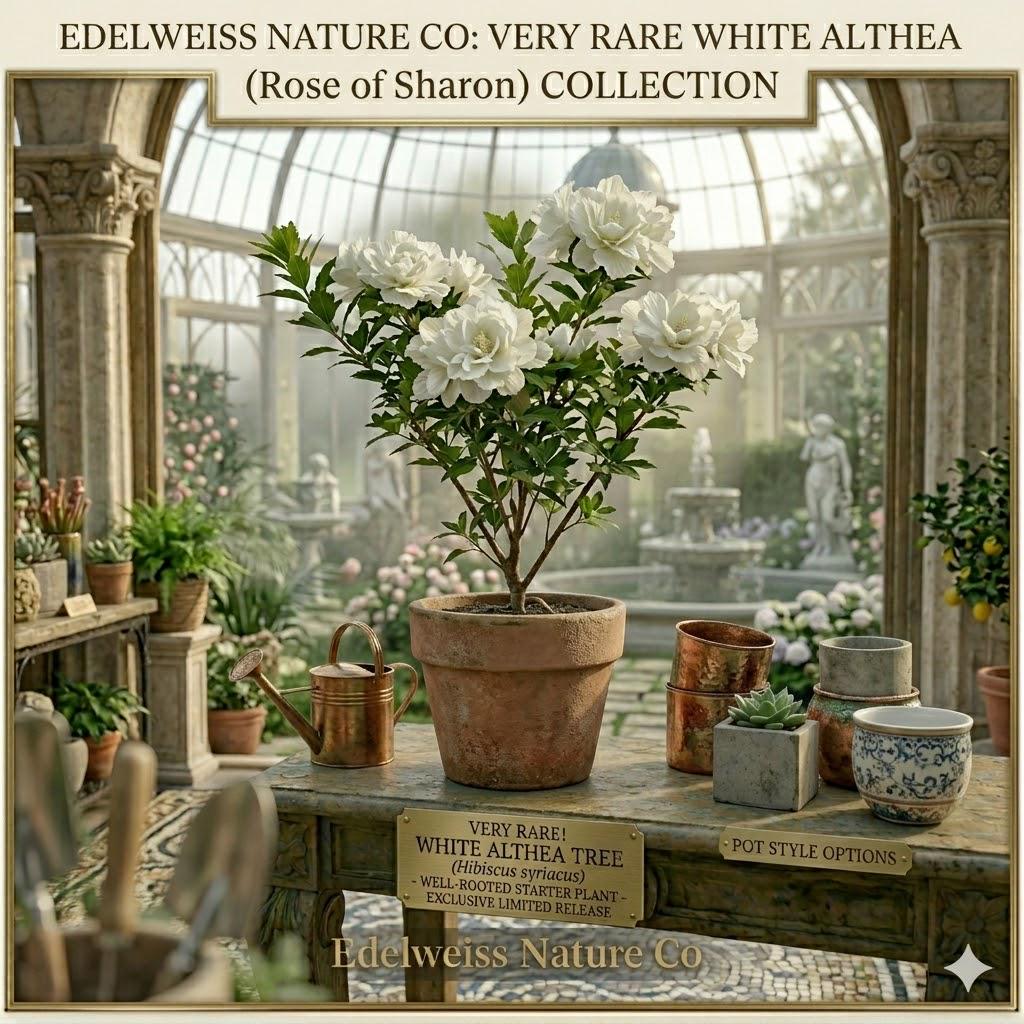 White Althea Rose of Sharon Hibiscus Bare Root Plant | Hibiscus syriacus | 12-24" Flowering Shrub for Garden, Hedge & Pollinator Gardens