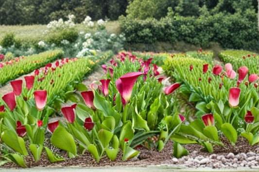 Majestic Red Calla Lily Bulbs – Zantedeschia spp. – Red Trumpet Flowers for Garden & Container Planting