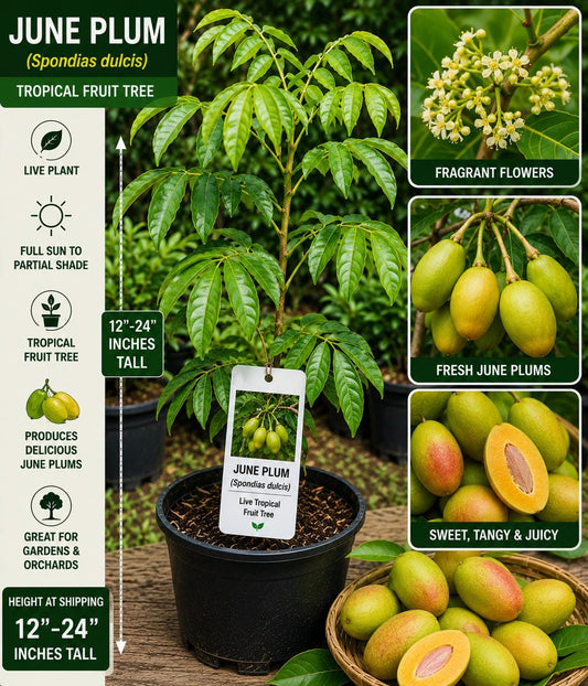 June Plum Live Fruit Tree 12-24 Inches Tall – Spondias dulcis – Fast Growing Tropical Fruit Tree