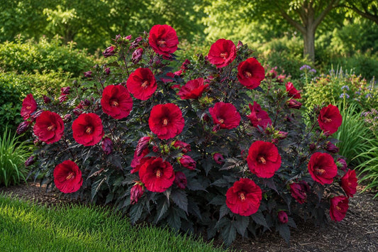 Hardy Hibiscus Starter Plant | Midnight Marvel Hibiscus moscheutos | Deep Burgundy Flowers, Full Sun to Partial Shade