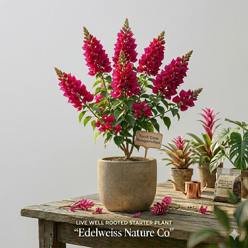 Hawaiian Red Ginger Live Plant | Alpinia purpurata Rooted Starter | Tropical Flowering Ginger for Garden & Container