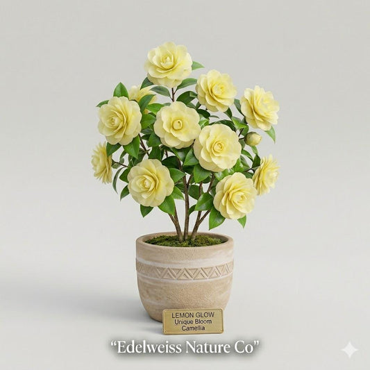 Lemon Glow Camellia Japonica Starter Plant – Evergreen Flowering Shrub with Unique Blooms, Ornamental Foliage, Shade Garden, Rare Camellia
