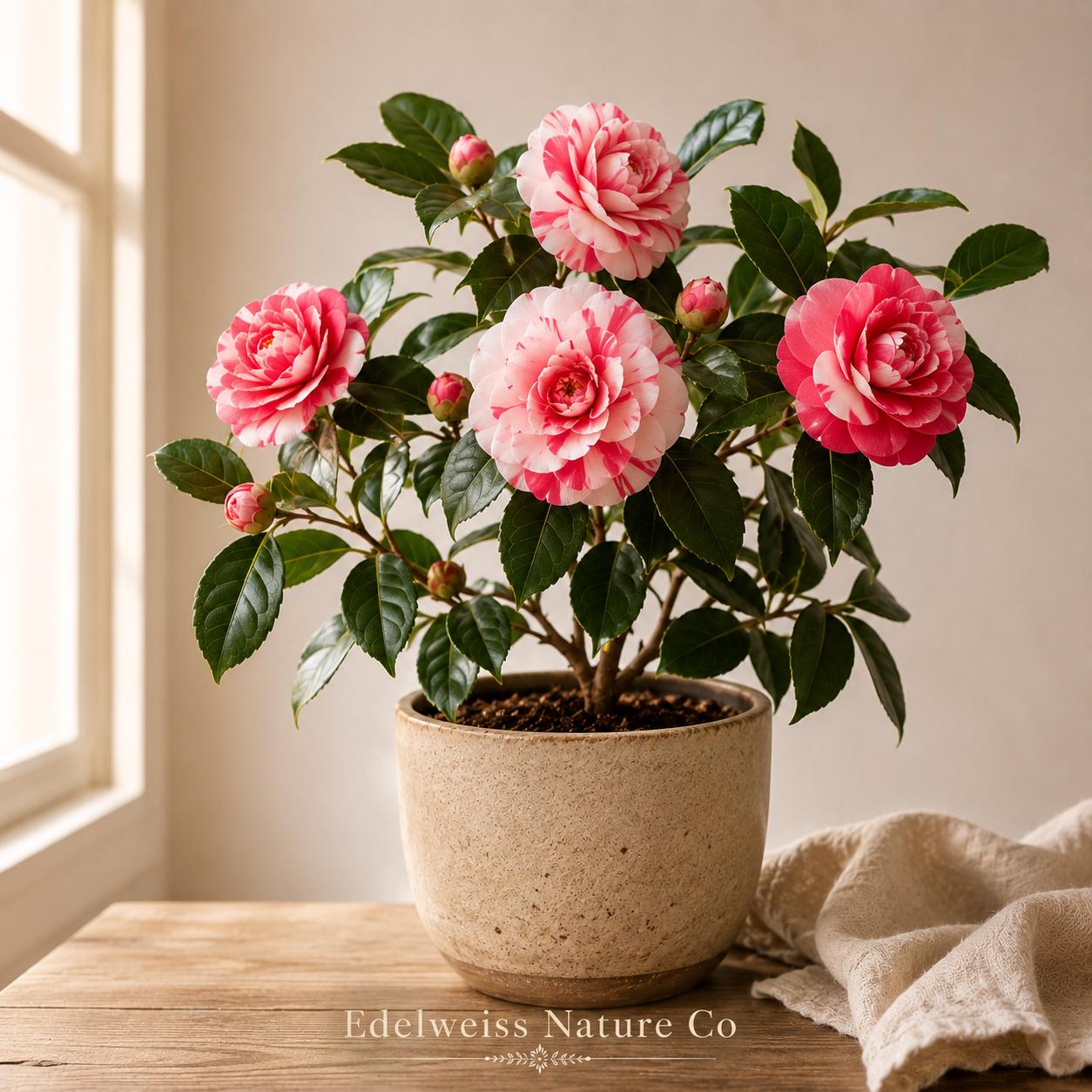 Otome Camellia japonica | Live Starter Plant | Evergreen Flowering Shrub with Variable Blooms