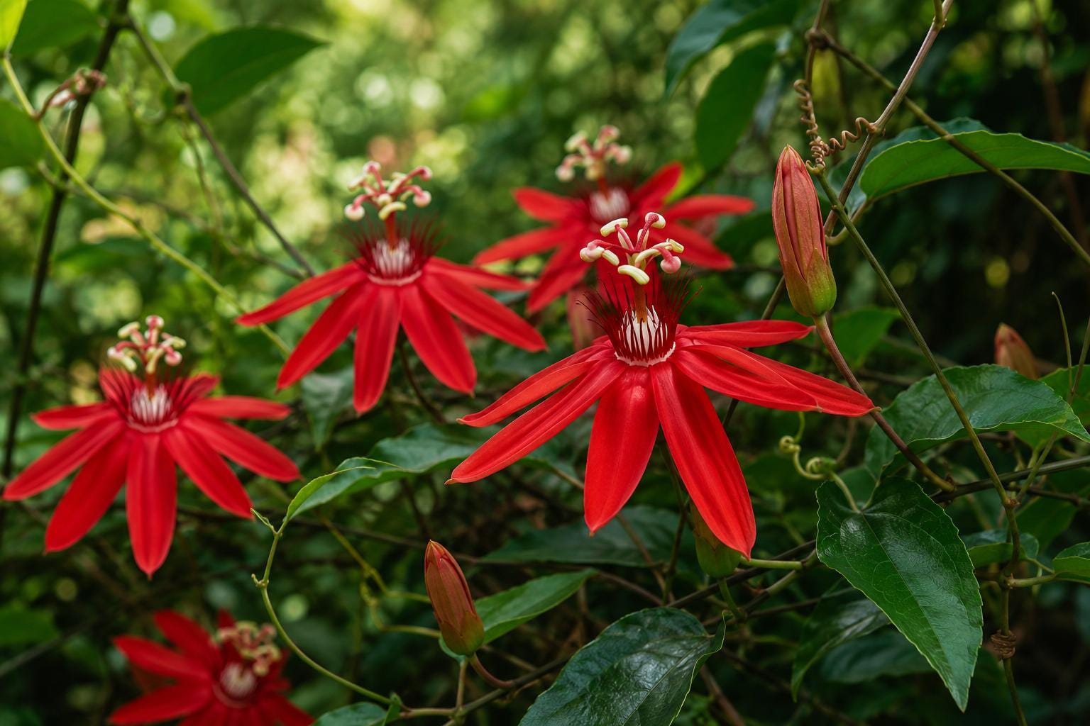 Scarlet Flame Red Passion Flower Vine Live Plant – Passiflora Hybrid, Tropical Red Blooms, Butterfly & Hummingbird Attractant