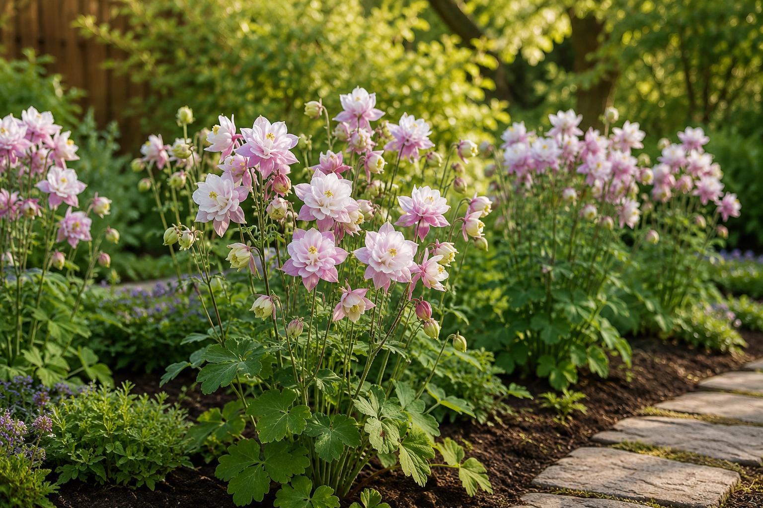 1000 Double Pink & White Columbine Seeds - Aquilegia Heirloom Cottage Garden Flower Seeds