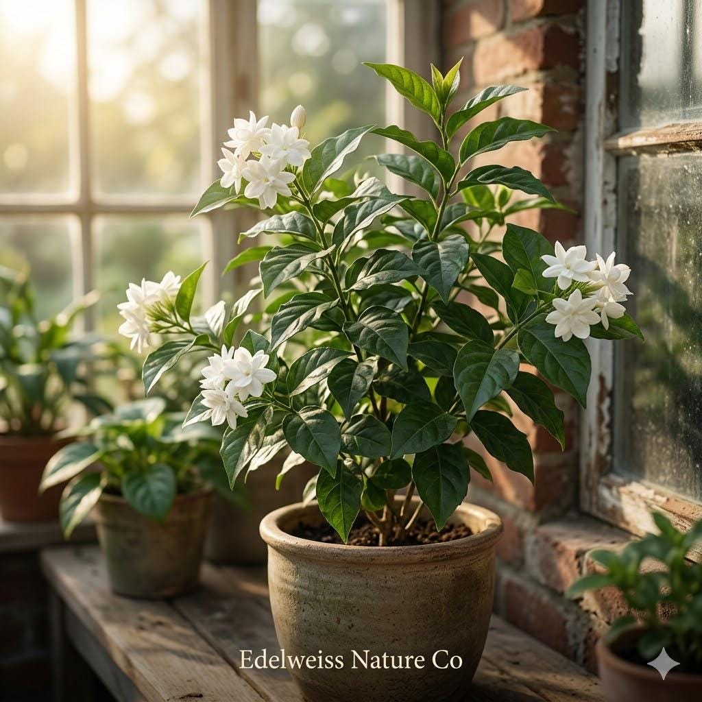 Maid of Orleans Jasmine Plant | Jasminum sambac | Fragrant White Flowers | Live Starter Plant for Patio, Garden & Indoor