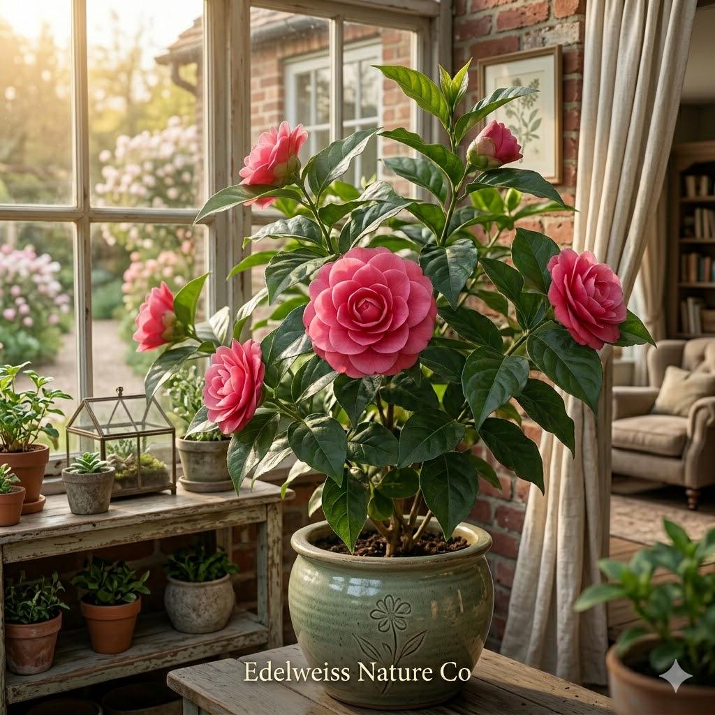 April Kiss Camellia japonica Starter Plant, Evergreen Flowering Shrub for Shade Gardens