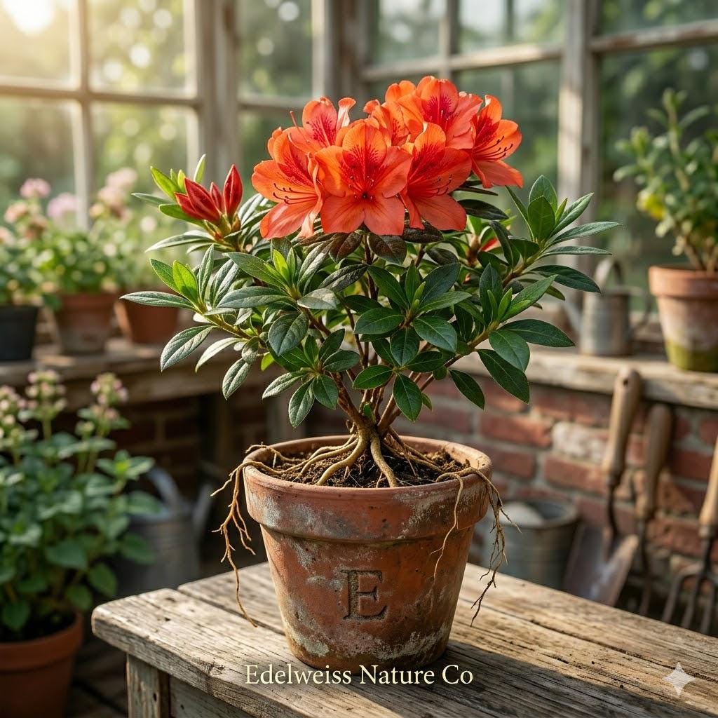Fireball Azalea Rhododendron Starter Plant | Vibrant Red-Orange Blooms, Ornamental Shrub, Spring Flowering