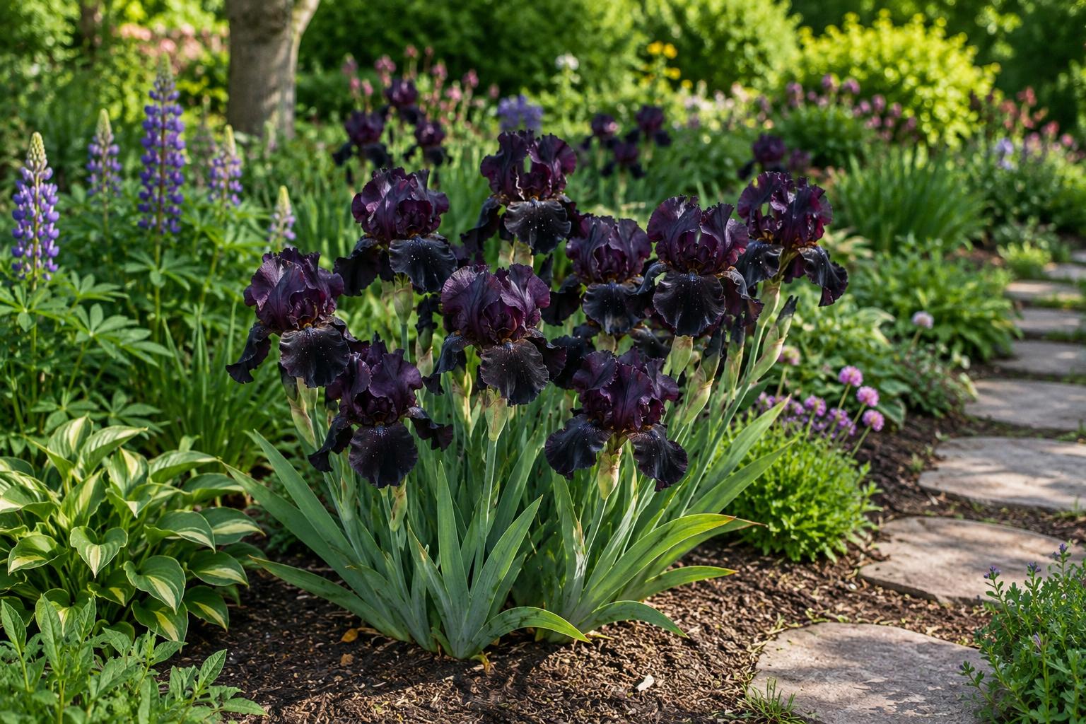 Black Dragon Iris Seeds - 50 Premium Iris germanica for Home Gardening, Borders & Containers, Black & Purple Blooms