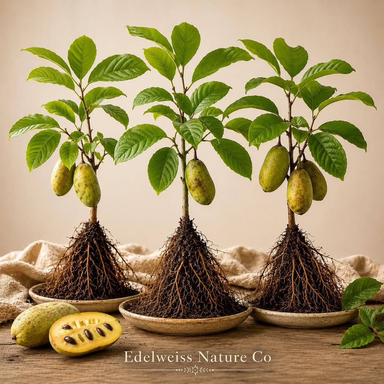Pawpaw Tree Live Plants | Bare Root Asimina triloba Native Edible Fruit Trees | Heirloom, Non-GMO, Deciduous Garden Trees