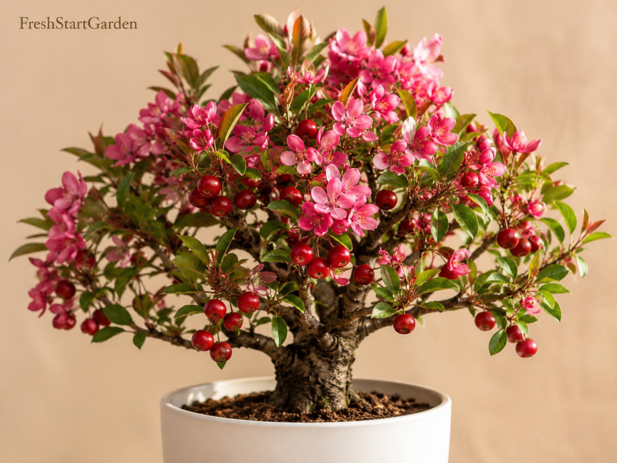 Roselow Crabapple Tree - Compact Flowering Malus spp. with White Blossoms & Red Fruit – Wildlife-Friendly Landscape Plant