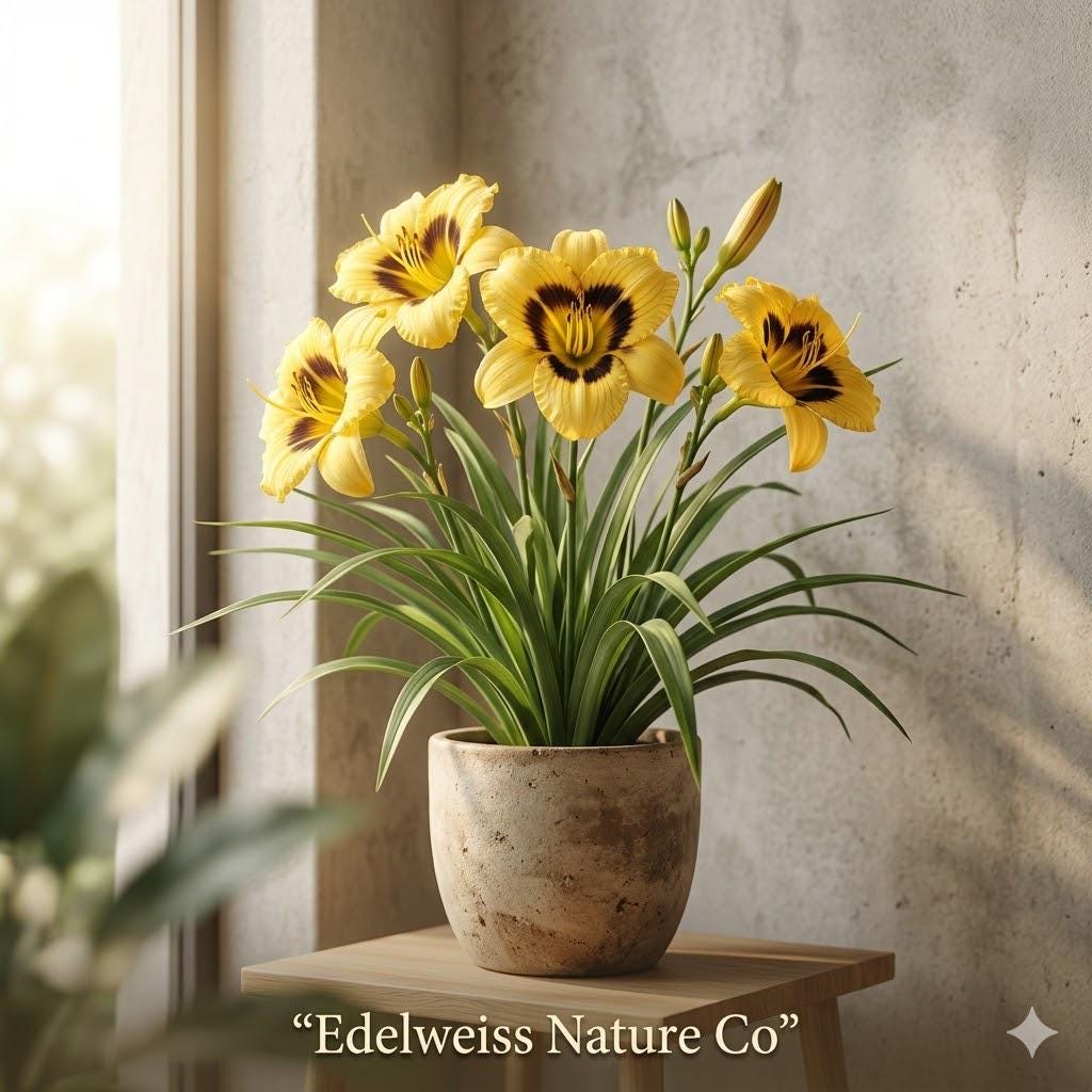 Black Eyed Stella Daylily Bare Root Plants – Reblooming Perennial Flower, Golden Yellow with Dark Eye Centers, Hemerocallis, 5 Pack