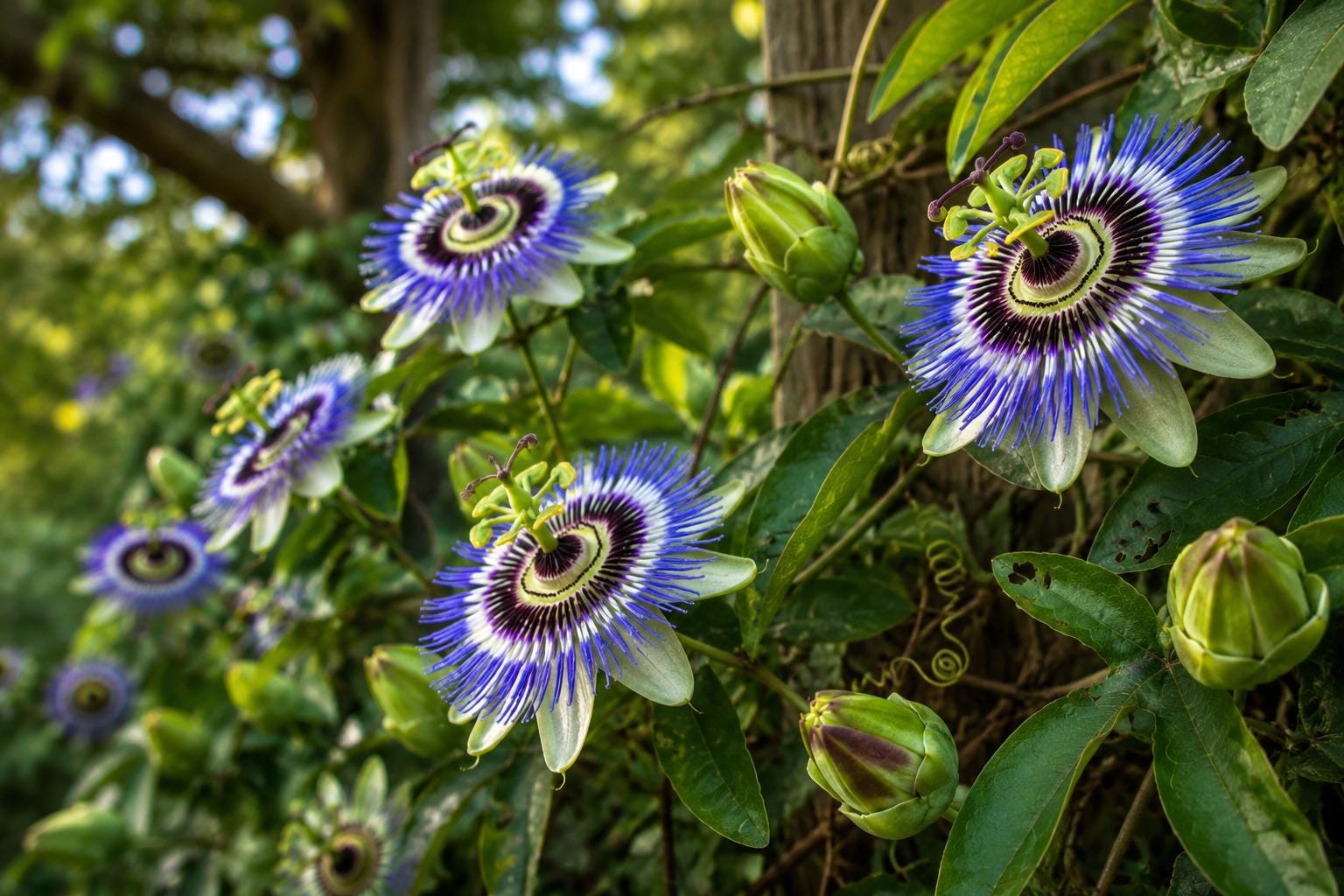 Hardy Blue Crown Passion Flower Plant | Small Rooted Starter | Passiflora caerulea | Climbing Vine for Garden & Containers