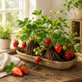 Sequoia Everbearing Strawberry Bare Roots | Fragaria × ananassa Live Edible Berry Plants | Backyard Garden, Container, Hanging Basket
