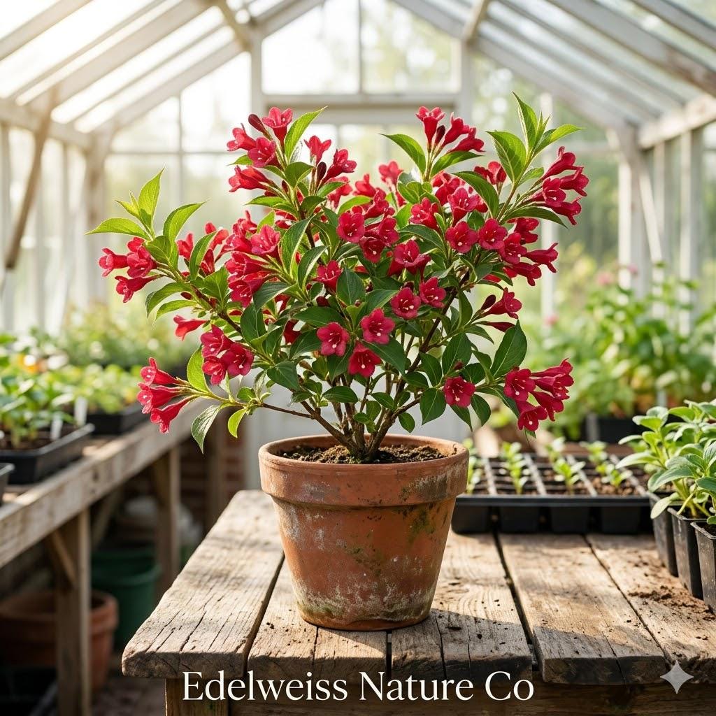 Red Weigela florida Bare Root Shrubs – 3 Flowering Ornamental Plants for Borders, Hedges, Pollinator Gardens