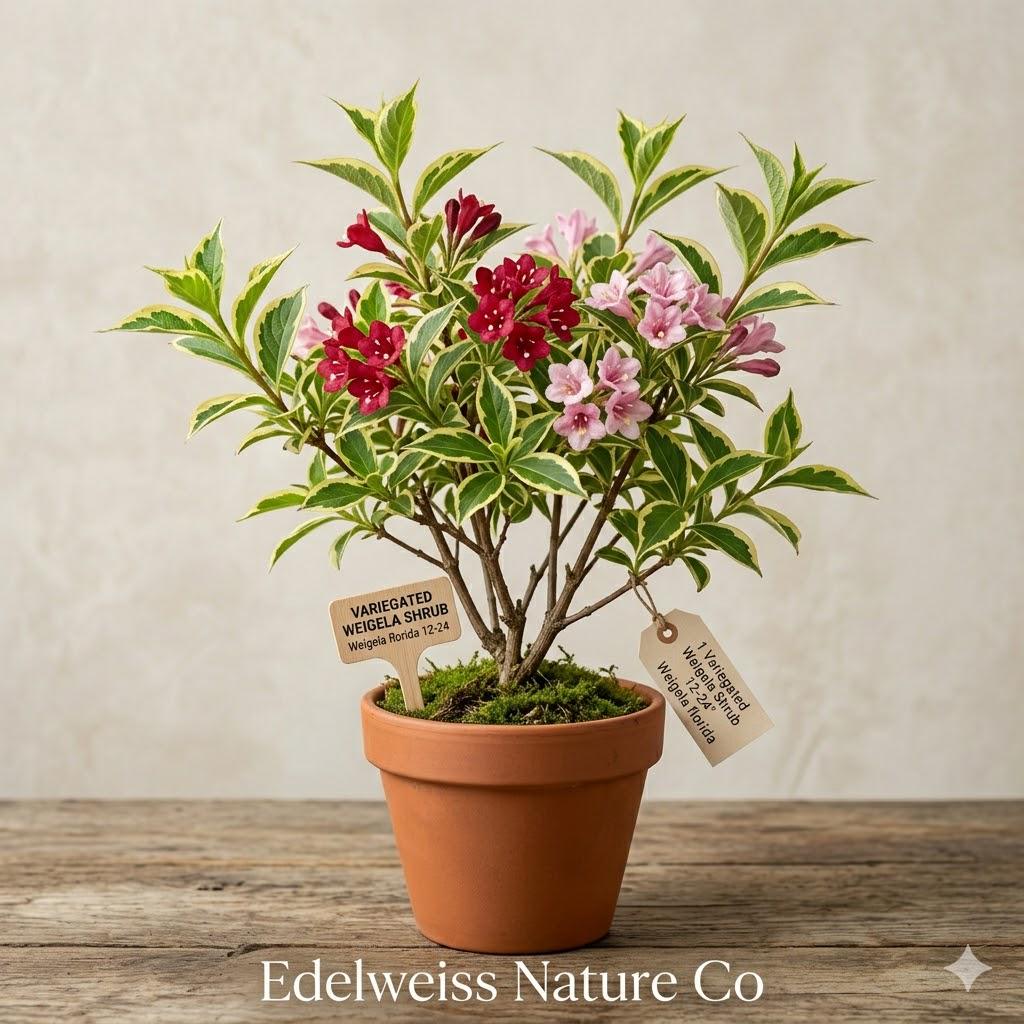 Variegated Weigela florida Bare Root Shrub | Ornamental Flowering Bush with Cream-Edged Foliage