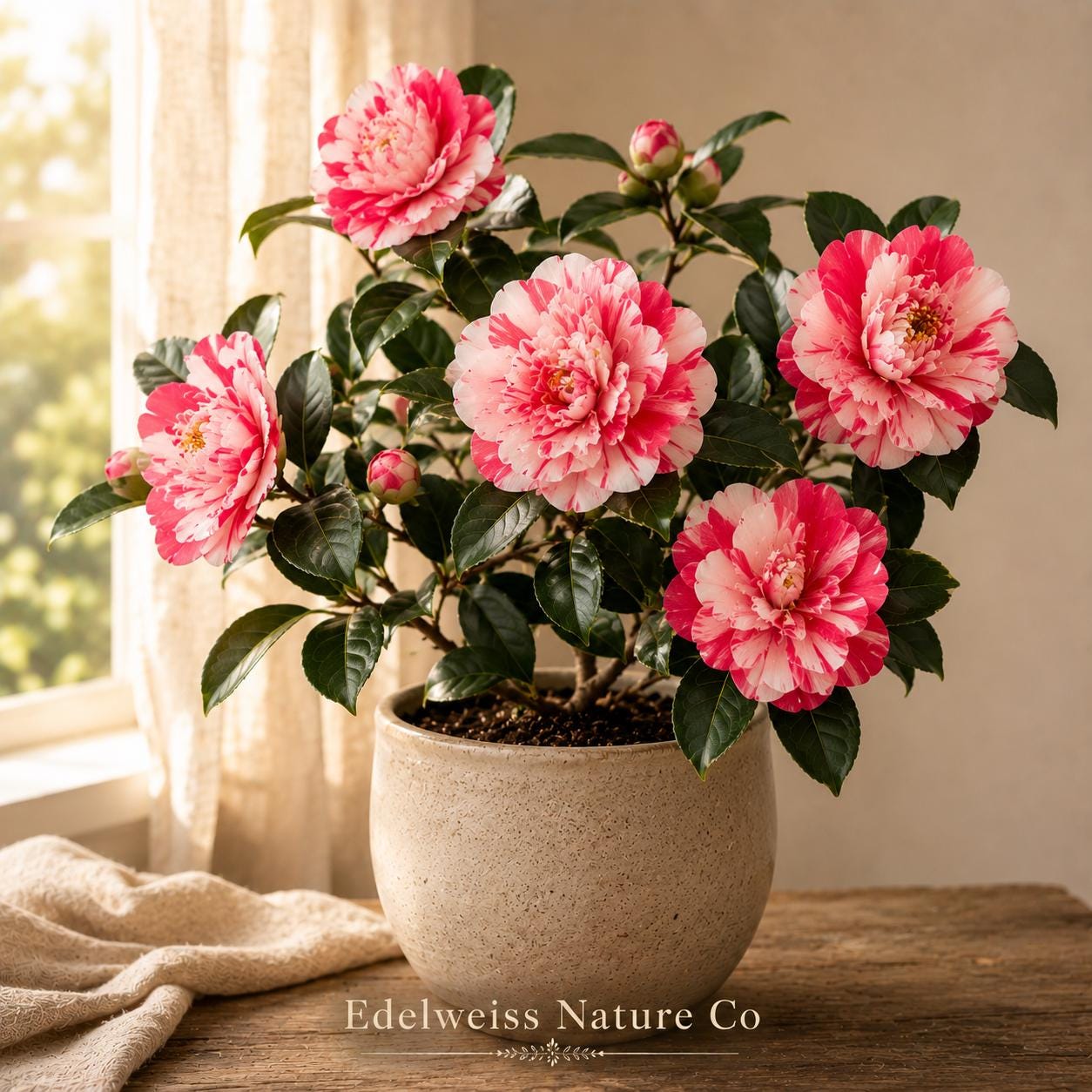 Tama Electra Camellia Japonica Starter Plant | Evergreen Flowering Shrub for Shade Gardens
