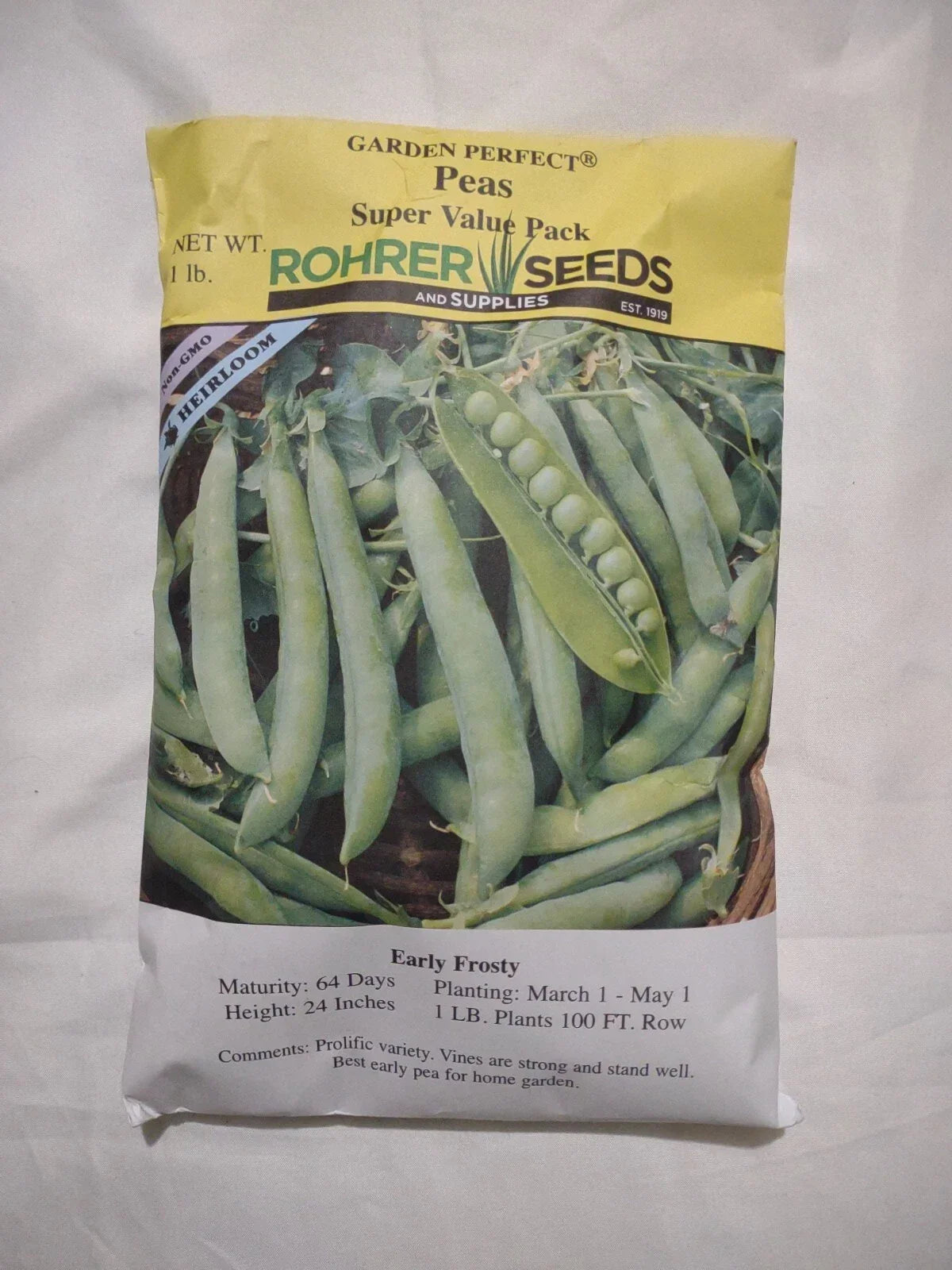 Peas Seeds 1LB Non-GMO Roher Variety Early Frosty Pisum sativum, Sweet Flavor, Easy to Grow, 64 Days to Maturity