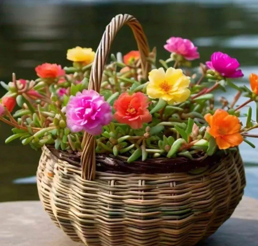 2000+ Seeds Moss Rose Double Mix Seeds Portulaca grandiflora Vibrant Garden Flower Seeds for Borders & Containers