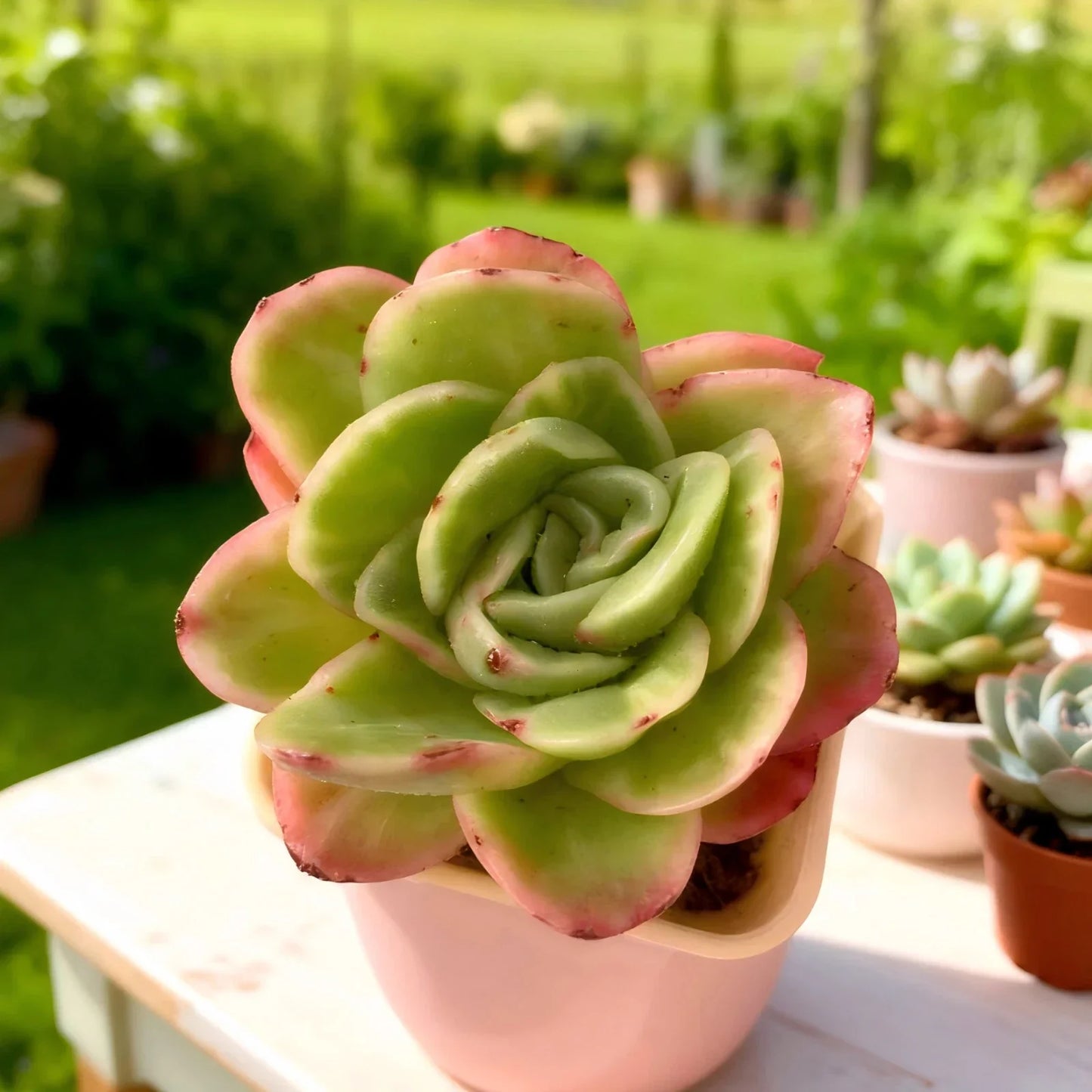 Echeveria Ice Rose Variegated Succulent 3–3.5” Bare Root, Easy-Care Indoor Plant, Unique Home Décor, Rare Succulent
