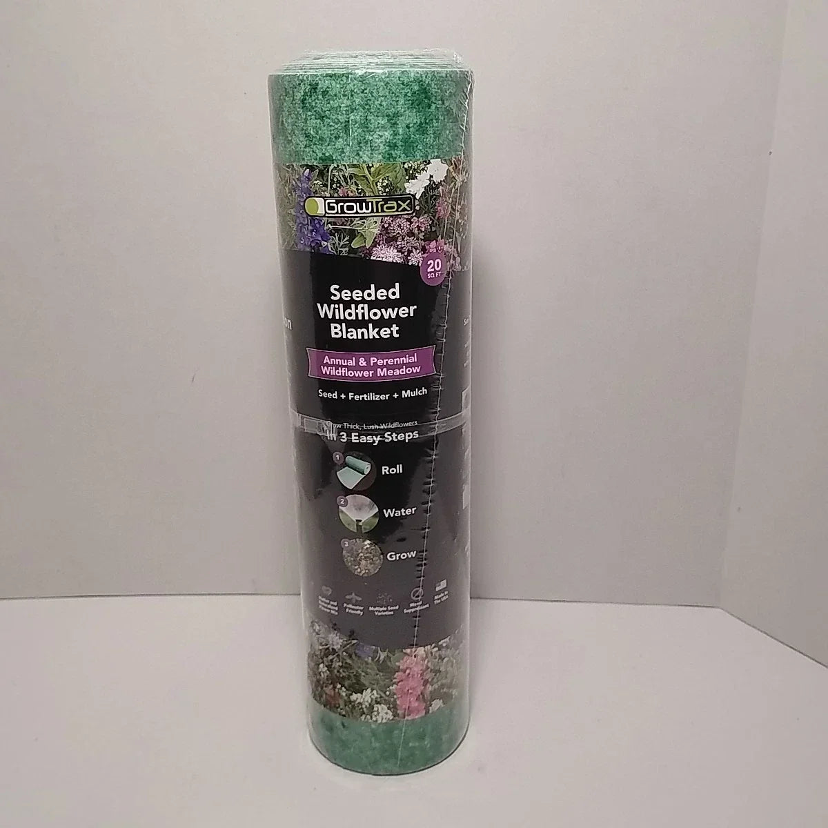 3-in-1 Seeded Wildflower Blanket, 20 sq ft, Annual & Perennial Mix, Eco-Friendly Wildflower Seed Mat for Gardens and Landscaping