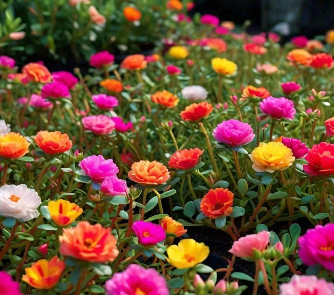 1000+ Seeds Mixed Moss Rose Portulaca Grandiflora Ground Cover Drought-Tolerant Flower Seeds for Borders & Containers