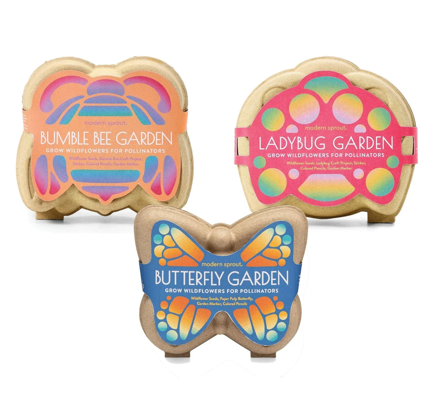 Curious Critters Garden Activity Kit 3-Pack Wildflower Seeds for Kids Educational Gardening Pollinator Attracting Planting Set