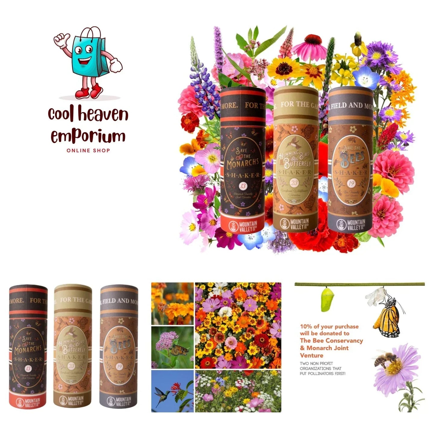 Wildflower Seed Collection - 300,000+ Native Pollinator Seeds for Gardens - Black-eyed Susan, Coneflower & Blanket Flower Seeds