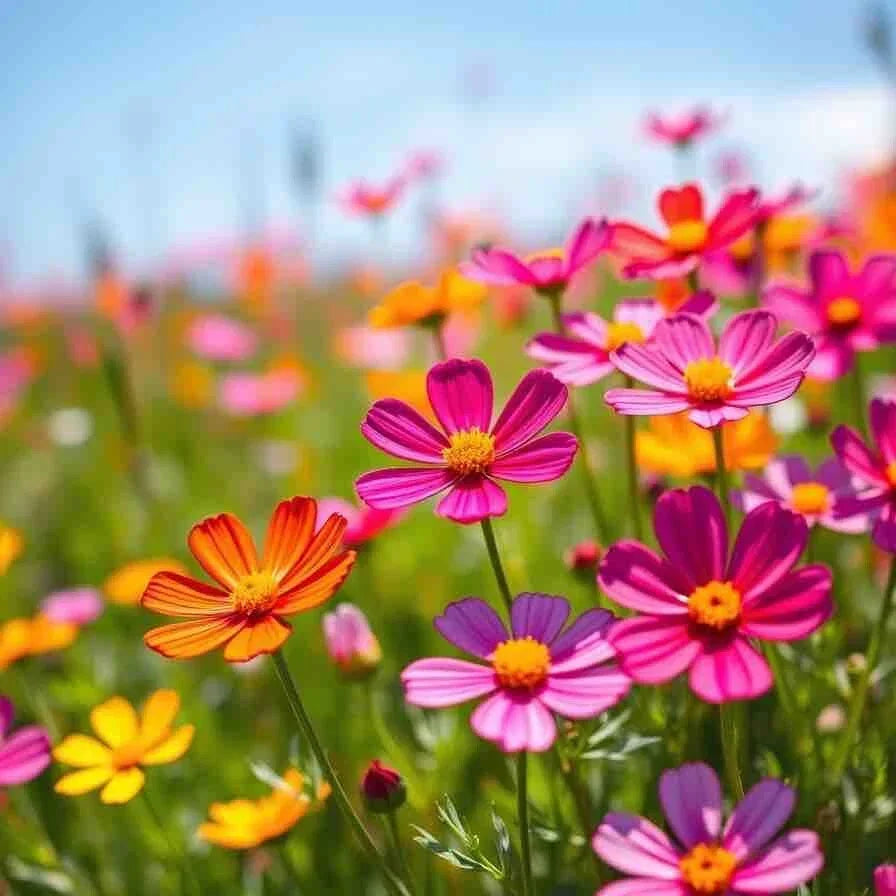 Cosmos Dwarf Seeds - 100 Pack - Sensation Mix in Red, Pink, White - Non-GMO Cosmos bipinnatus for Garden, Containers, Pollinator Attracting