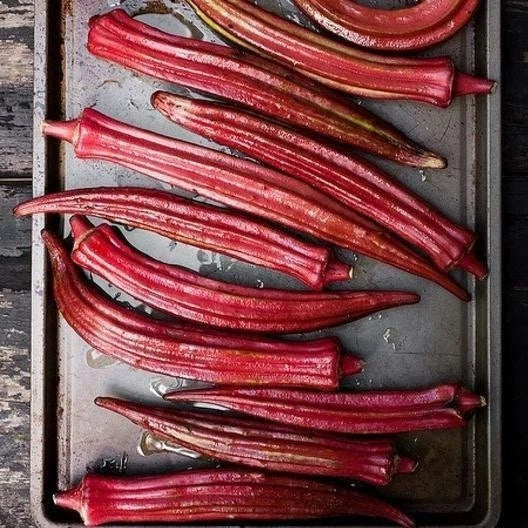 Heirloom Red Burgundy Okra Seeds - Non-GMO Abelmoschus esculentus Vegetable Seeds for Garden, Full Sun, Edible Dark Red Pods, Packet