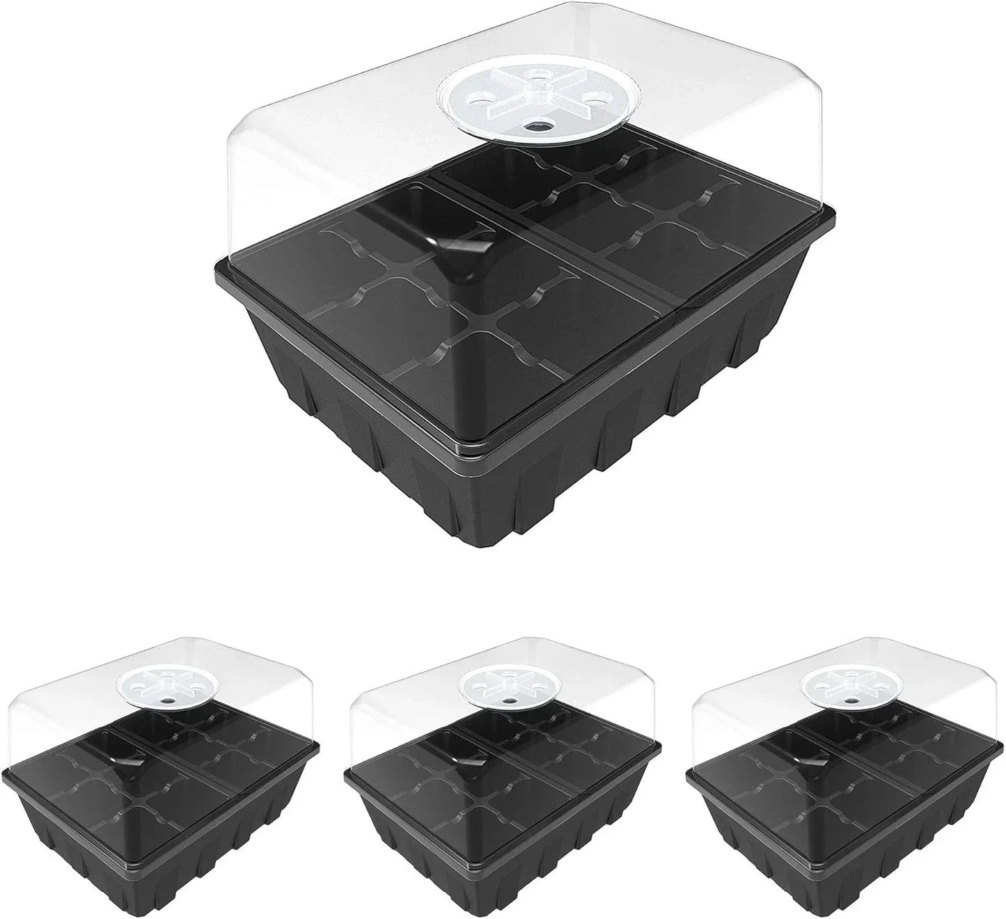 Seed Starting Trays 3-Pack, Reusable Black Germination Trays for Vegetables, Herbs & Flowers, Gardzen