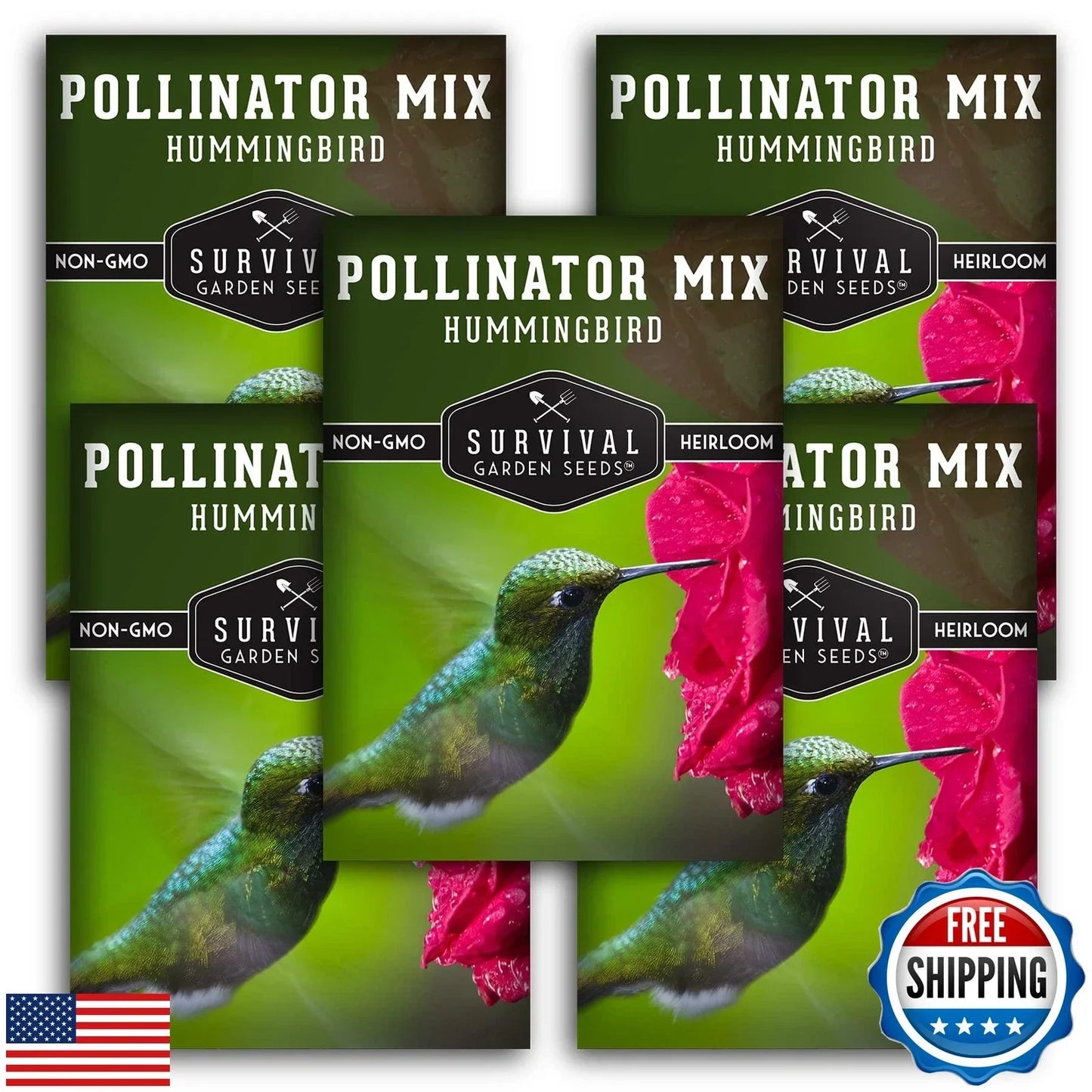Survival Garden Seeds - Hummingbird Pollinator Mix - Wildflower Seed Blend for Attracting Hummingbirds & Pollinators - Non-GMO, Heirloom