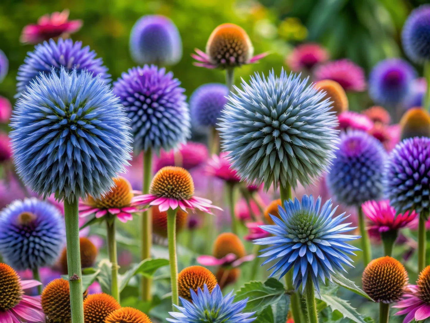 Big Blue Globe Thistle Seeds 50 Count Echinops ritro Perennial Blue Spherical Flowers for Pollinators