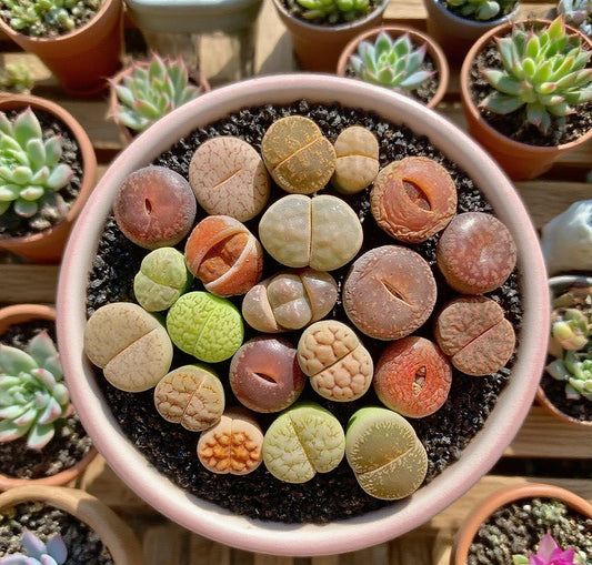 Lithops Succulent Plants - Large 10pcs DIY Mix - Rare Living Stones - Easy Care Bare Root Collection