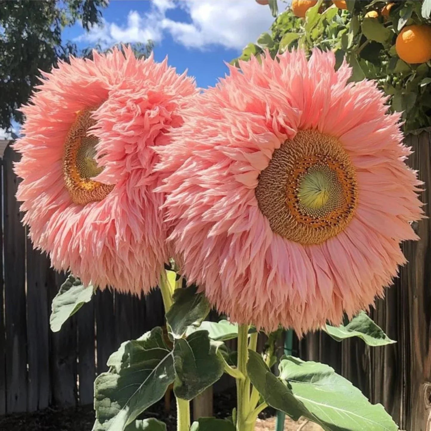 Pink Giant Teddy Bear Sunflower Seeds – Helianthus annuus – Fluffy Double Blooms, Pink Color, 50 Seeds for Garden, Container, Cut Flowers
