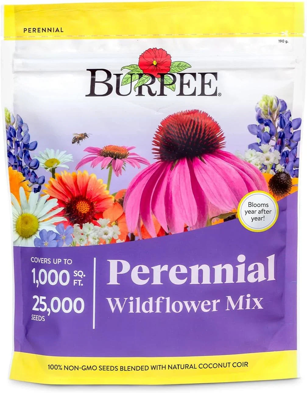 Wildflower Seeds Bulk 25,000 Count | 18 Varieties Non-GMO Pollinator Flower Seeds for Gardens & Meadows