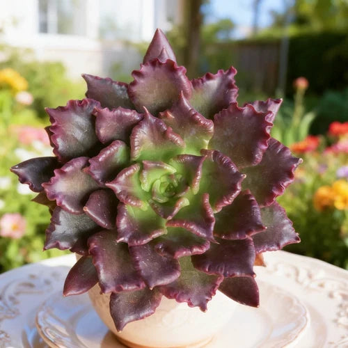 Echeveria ‘Black Knight’ Succulent Plant – Rare Bare Root Black Dumpling-Shaped Live Plant for Home & Office