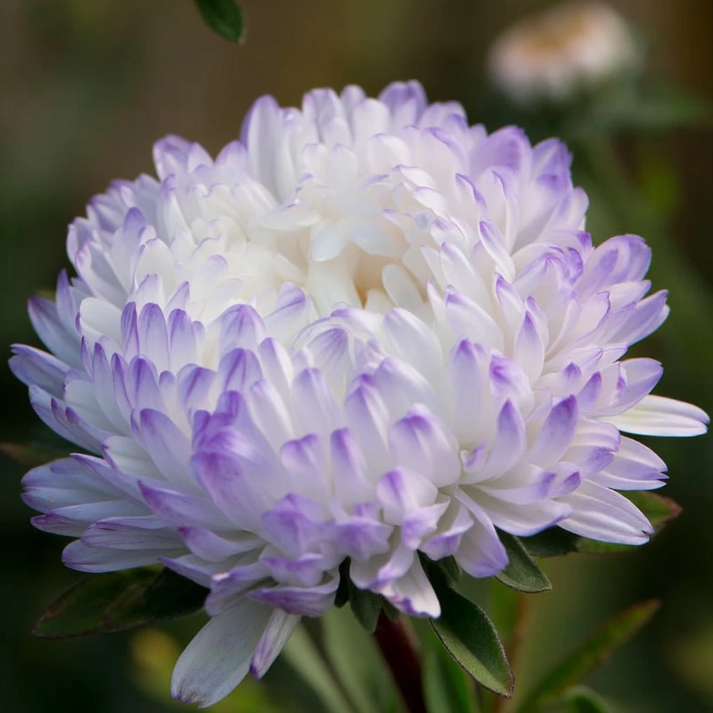 Tower Silver Aster Seeds – 50 Peony-Type Aster Seeds with Frosted White and Lavender Flowers for Garden Borders and Cut Flowers